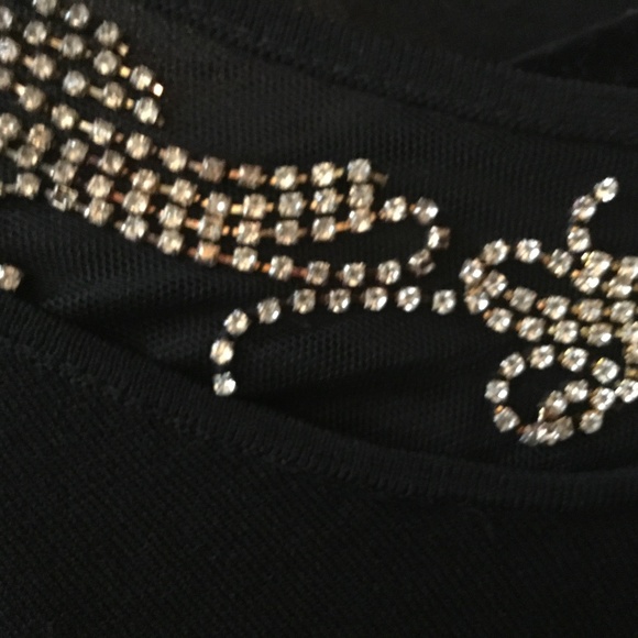 Joseph A black knit rhinestone embellished top - Picture 3 of 4